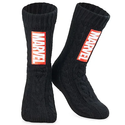 Buy Marvel Fluffy Socks, Mens Slipper Socks, Black Panther Thor Warm Knitted Socks • 14.49£