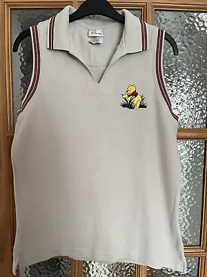 Buy Ladies Beige Sleeveless Collared T- Shirt With Winnie- The- Pooh. Large. Disney  • 10£