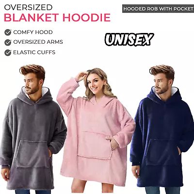 Buy Big Hooded Hoodie Blanket Sherpa Fleece Ultra Plush Unisex Oversized Sweatshirt • 9.85£