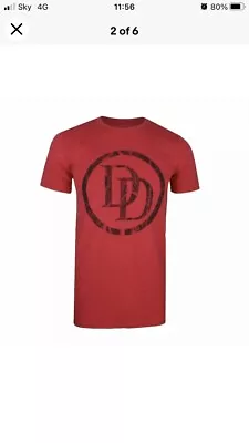 Buy Marvel Mens - Deadpool Daredevil Logo - T-shirt - Heather Red, XXL • 7.99£