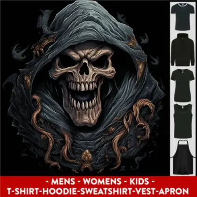 Buy Crazy Grim Reaper Skull Demon Heavy Metal Mens Womens Kids Unisex • 17.99£