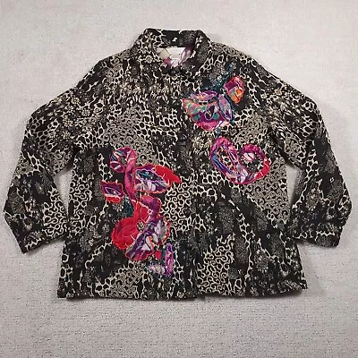 Buy CJ Banks Blazer Jacket Button Front Women's 1X Multicolor Paisley  Floral • 18.92£