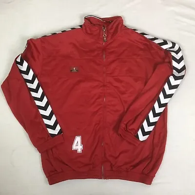 Buy Hummel Track Jacket Top Full Zip Red Candy Point Back Print Mens Size L Large • 10£