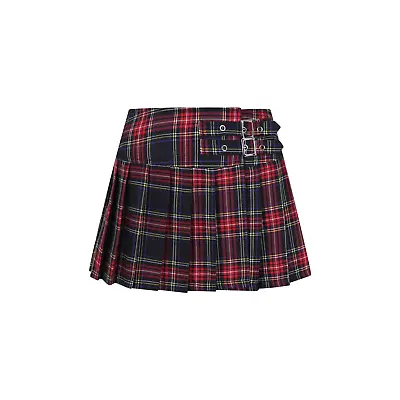 Buy Banned Apparel Red Black Tartan Mini Skirt Alternative Womens Clothing • 24.62£
