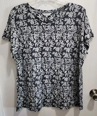 Buy LUCKY BRAND Women's Short Sleeve Tee Shirt Top Gray/White Floral Plus Size 2X • 20.07£