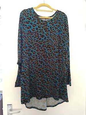 Buy Dolman Sleeve Top Poncho Style Top Relaxed Top Blue Animal Print 12-16 • 5.31£
