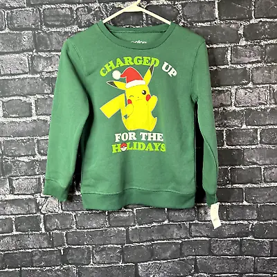 Buy Pokemon Boy's Medium Pikachu Sweatshirt Santa Hat CHARTGED UP FOR THE HOLIDAYS • 10.24£