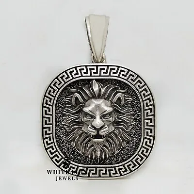 Buy Greek Lion King Jungle Pendant Oxidized 925 Silver Biker Rider Gift Men • 99.19£