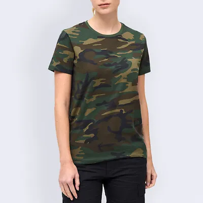 Buy Brandit Ladies T-Shirt Hiking Gym Trekking Military Sportswear Woodland Camo • 17.95£