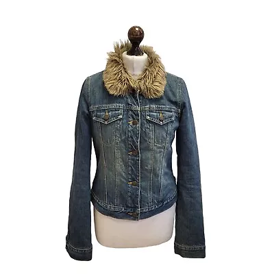Buy Abercrombie & Fitch Blue Fleece Lined Denim Jacket Uk Women's M Eu 38 AA102 • 39.99£