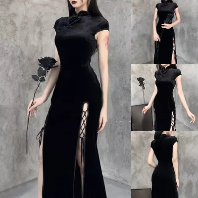 Buy Clothes Women Dress Aesthetic Summer Dark Dress Dresses Gothic Ladies Long • 20.75£