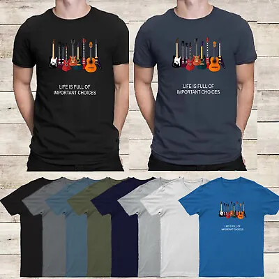 Buy Funny Guitar Life Is Full Of Important Choices   Mens T-Shirts #EG • 9.99£