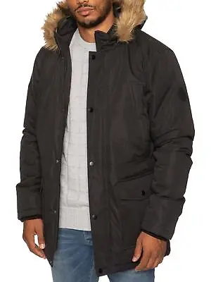 Buy Mens Parka Jacket Faux Fur Trimmed Hooded Winter Warm Long Padded Outerwear Coat • 34.99£