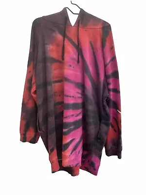 Buy Victoria Secret PINK Sweatshirt Long Hoodie Fleece Dress Tie Dye Rainbow XXL • 18.94£
