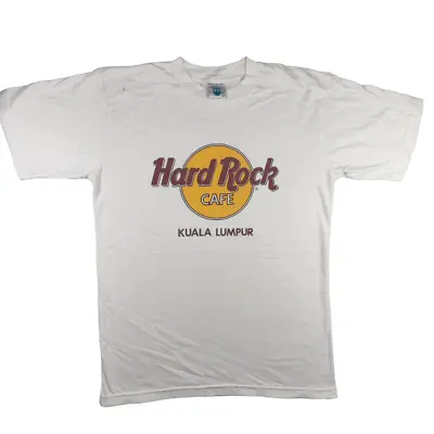 Buy Hard Rock Cafe Kuala Lumpur T Shirt Size M White Mens Vintage Label Round Neck • 13.49£