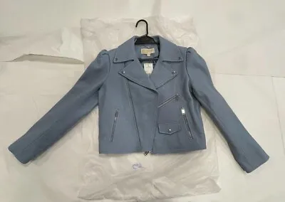 Buy Michael Kors Women's Pebbled Leather Puff-Sleeve Moto Jacket • 250£