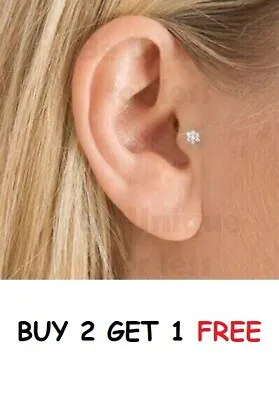 Buy Flower Tragus Helix Bar Crystal Gem  Cartilage Ear Earring Bone End Tragus Stud • 3.49£