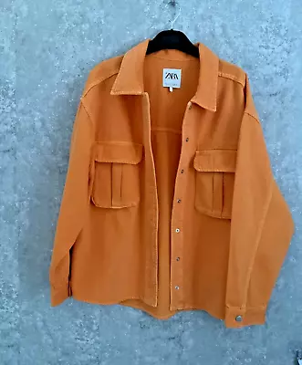 Buy Zara Shacket Jacket Coat Orange Denim Ladies Size S  8-10-12  • 12.50£