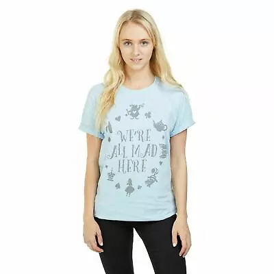 Buy Official Disney Ladies Alice In Wonderland Mad Here T-Shirt Blue S - XL • 10.49£