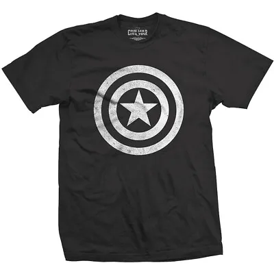 Buy Captain America Distressed Shield Mens Black T Shirt Civil War Marvel Comics Sma • 9.95£