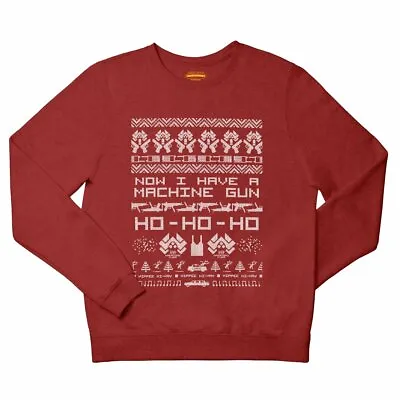 Buy Now I Have A Machine Gun, Ho Ho Ho Red Christmas Jumper Xmas Gift Sweater Top • 20.95£