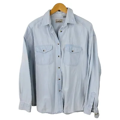 Buy Vintage 90s Chic Jean Jacket Coat Shirt Shacket Size Large Light Weight Wash • 32.12£
