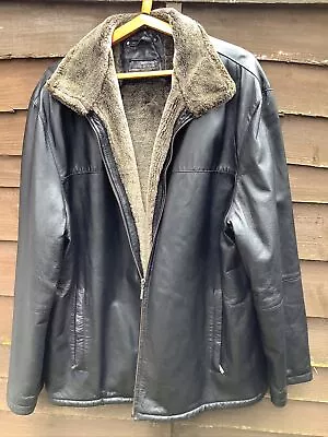 Buy Mens Leather Jacket Black Brown Full Zip Bomber Lined Size XXL • 60£