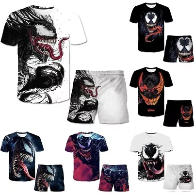 Buy Kids Boys Girls 3D Marvel Venom T-shirt Tee Shorts Set Sportwear Outfit Gifts • 11.66£