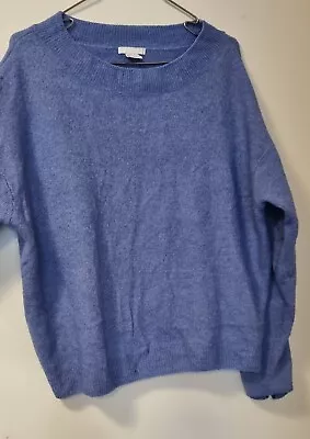 Buy H&M Blue Oversize Boat Neck Long Sleeve Soft Sweater Jumper-sz M (12-14) • 15.10£