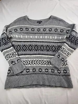 Buy American Eagle Outfitters Sweater Womens Size XL Gray Fair Isle Nordic Winter • 24.13£