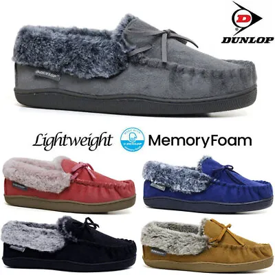 Buy Ladies Moccasin Slippers Memory Foam Sheepskin Loafers Warm Cosy Winter Shoes • 12.95£