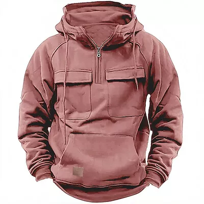 Buy Mens  Hooded Sweatshirt Cargo Hoodies Tops Casual Baggy Combat Outdoor Pocket • 19.99£