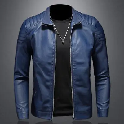 Buy New Fashion Men's Faux Leather Motorcycle Jacket Casual PU Lapel Outwear Coats • 26.10£