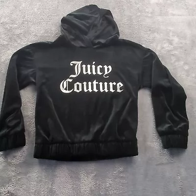 Buy Juicy Couture Womens Size ? Velour Hoodie Black Shiny Logo Elastic Waist & Cuffs • 14.11£