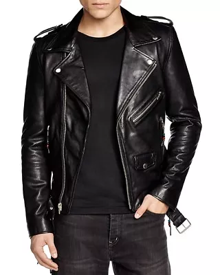 Buy Men Leather Jacket Black Slim Fit Stylish Biker Leather Jacket • 75.99£