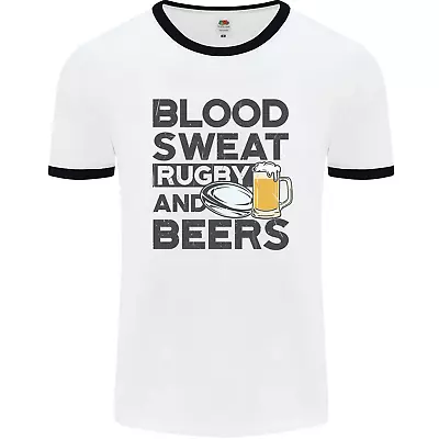 Buy Blood Sweat Rugby And Beers Funny Mens Ringer T-Shirt • 12.99£