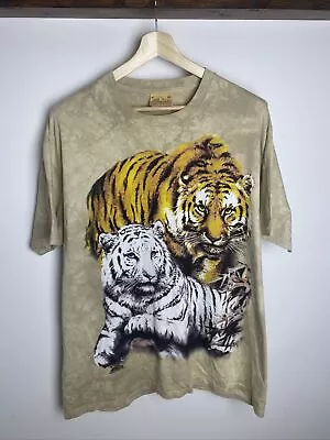Buy Vintage The Mountain Tiger Print Tshirt Made In USA 2001  XL • 19.95£