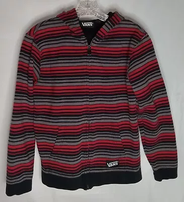 Buy Vans Hoodie Youth Size Large Red/Black/Gray Striped 2 Pockets Full Zip • 15.78£