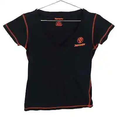 Buy Jagermeister T Shirt Womens Size M Black Short Sleeve V Neck Deer Logo Print Top • 14.21£