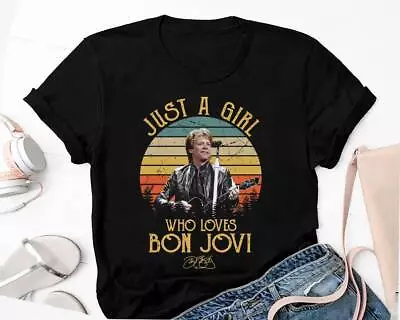 Buy Just A Girl Who Loves Bon Jovi Band T-shirt, Bon Jovi Shirt Fan Gifts • 20.77£