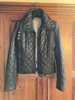Buy Doma Black Quilted Leather Women’s Biker Jacket Size M NWOT • 75£