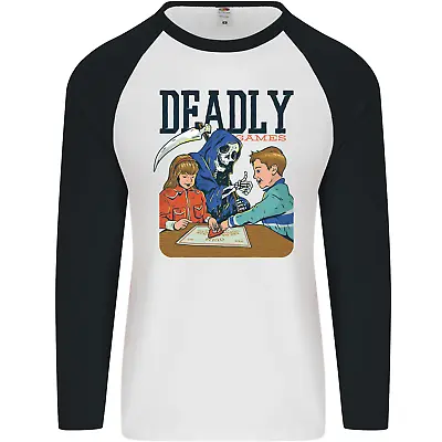 Buy Deadly Games Ouija Board For Kids Grim Reaper Mens L/S Baseball T-Shirt • 9.99£