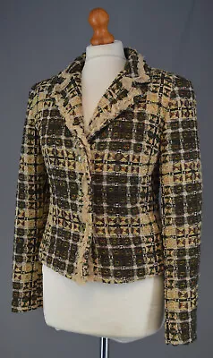 Buy Ladies Miniscola Beige, Brown & Green 80% Virgin Wool Blend Tweed Jacket UK 10 • 12.99£
