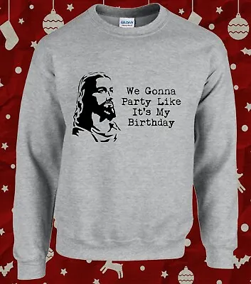 Buy Jesus Party Like It's My Birthday Funny Christmas Sweater Jumper • 14.99£
