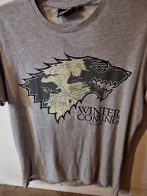 Buy Game Of Thrones Men Short Sleeve T-Shirt  The Winter Is Coming  Grey Size L • 4.50£