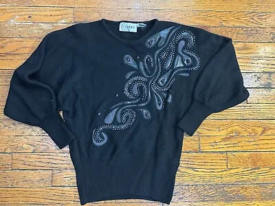 Buy Cedars Silk Blend Beaded Embellished Sweater Black Size M • 28.22£