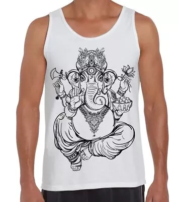 Buy Ganesha Indian Hindu Elephant God Hipster Large Print Men's Vest Tank Top • 12.95£