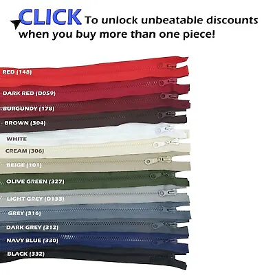 Buy Open End CHUNKY Zip Size #5 Plastic Fastener Single Sided Zipper For Jackets UK • 4.15£