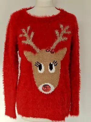 Buy Christmas Jumper Womens Size 10 Red • 10.99£