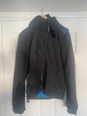 Buy Mens Original Superdry Black/Blue Windcheater Hooded Jacket Size Small  • 0.99£